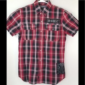 Harley Davidson plaid short sleeve button up shirt